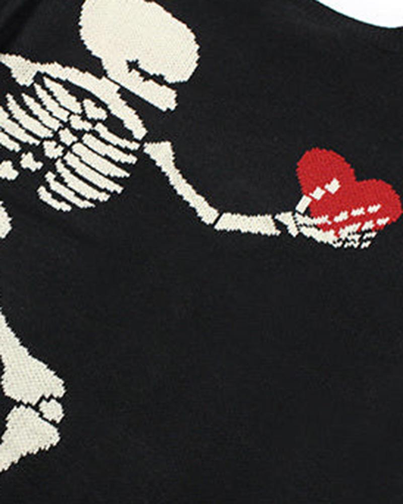 Halloween Skull Heart Sweater