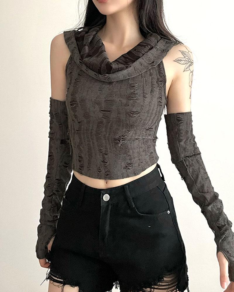 Shambles Cowl Top with Sleeves