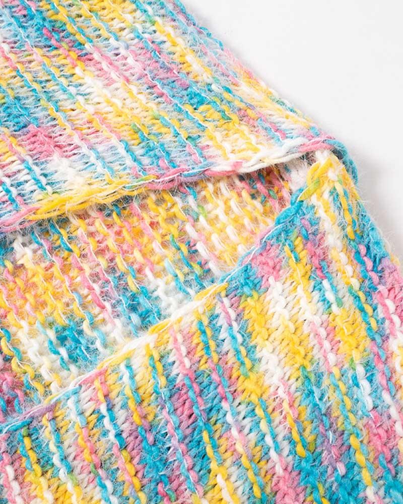 Rainbow Stripes Knitted Cardigan