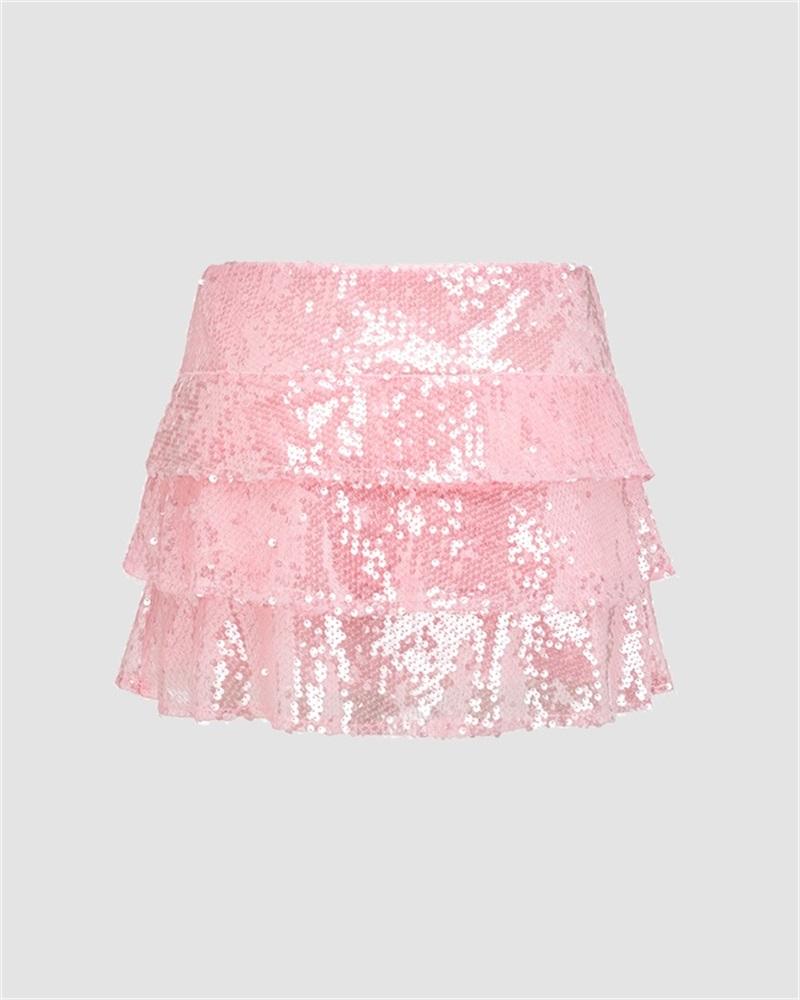 Trifle Ruffled Sequin Skirt