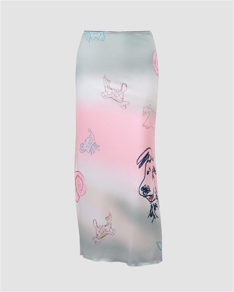 Canine Doodle Gradient Skirt