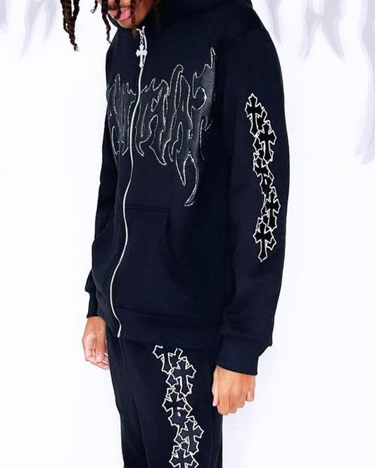 Reflective Font Printed Hoodies Outerwear