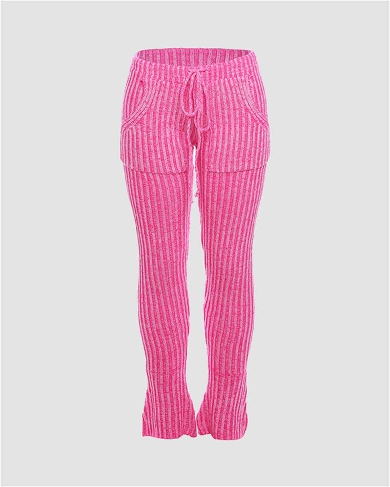 Ribbed Knitted Long Pants