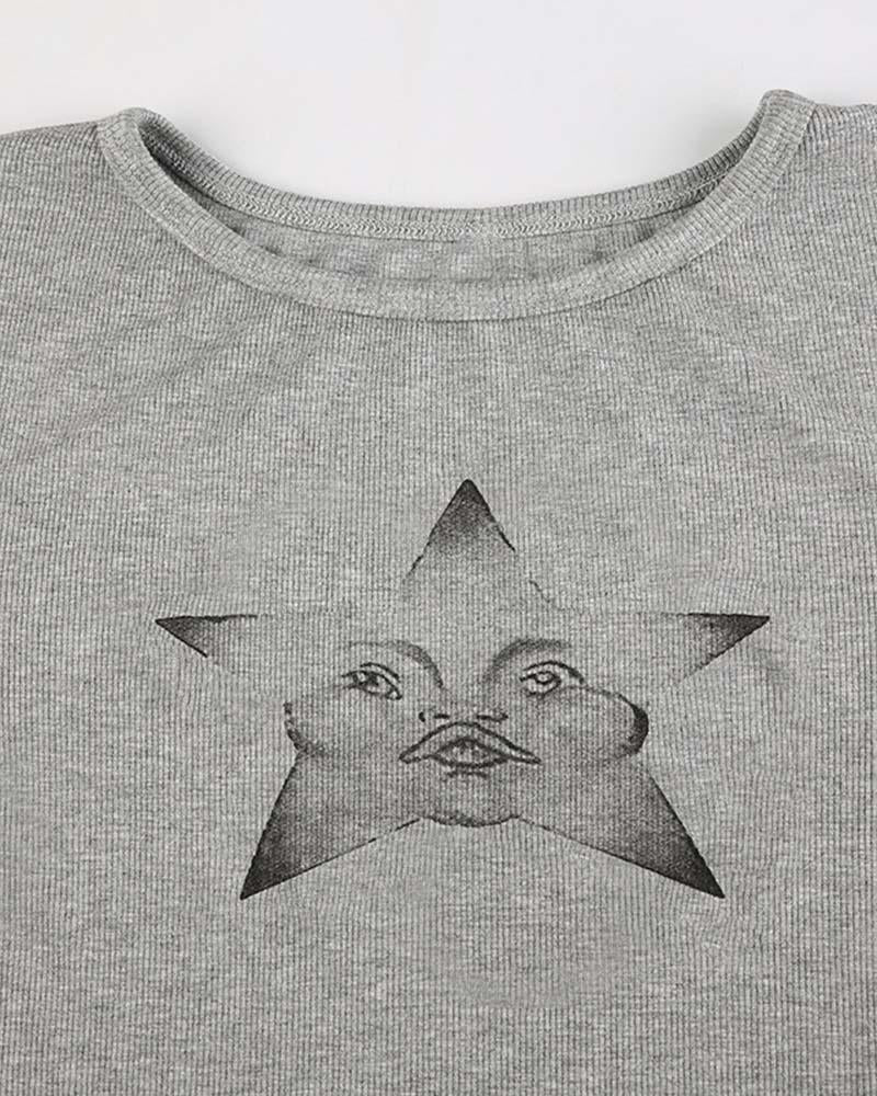 Face In Star Long-Sleeve T-Shirt