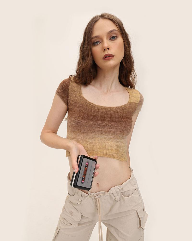 Bronzework Knitted Gradient Cropped T-Shirt