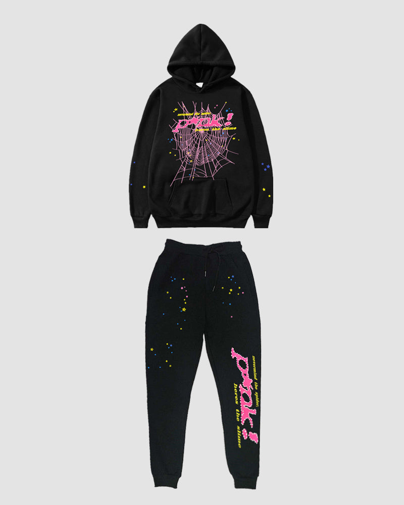 Punk Spider Print Hoodie Coord