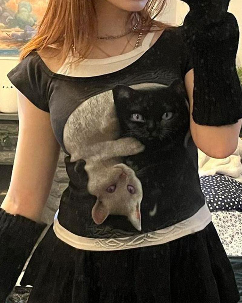 Ying Yang Feline Top