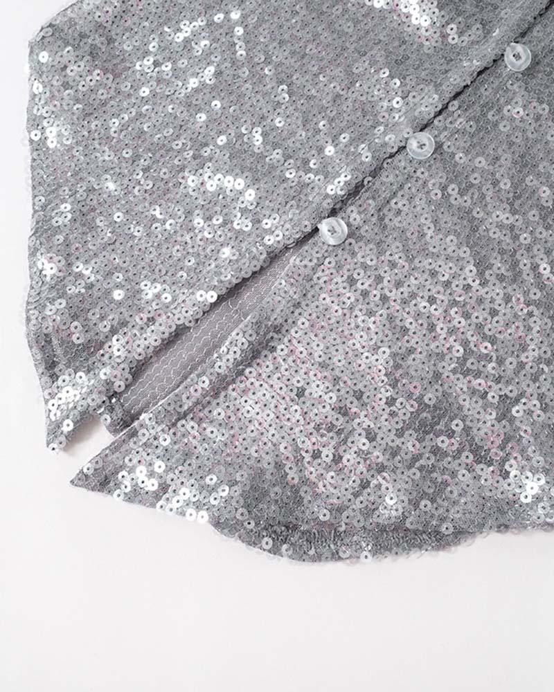 Sequin V-Neck Party Top