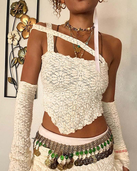 White Wilds Knitted Cropped Top