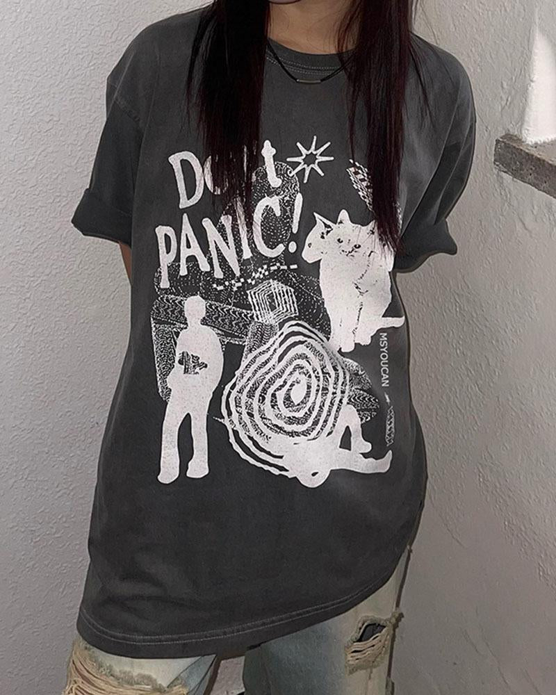 Don't Panic Graphic Oversized Top