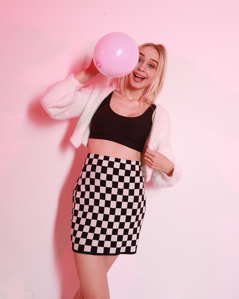 Checkerboard Pencil Skirt