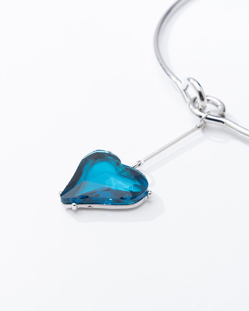 Bejeweled Blue Heart Necklace