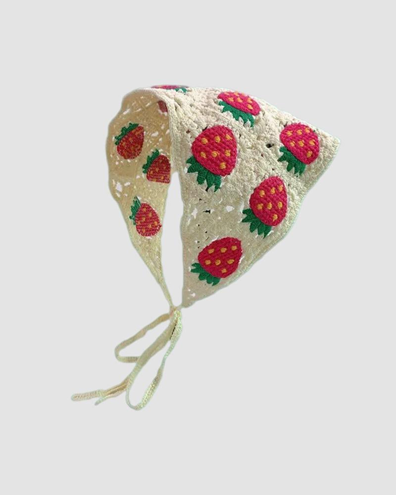 Summer Plantation Crochet Headscarf (Strawberry)