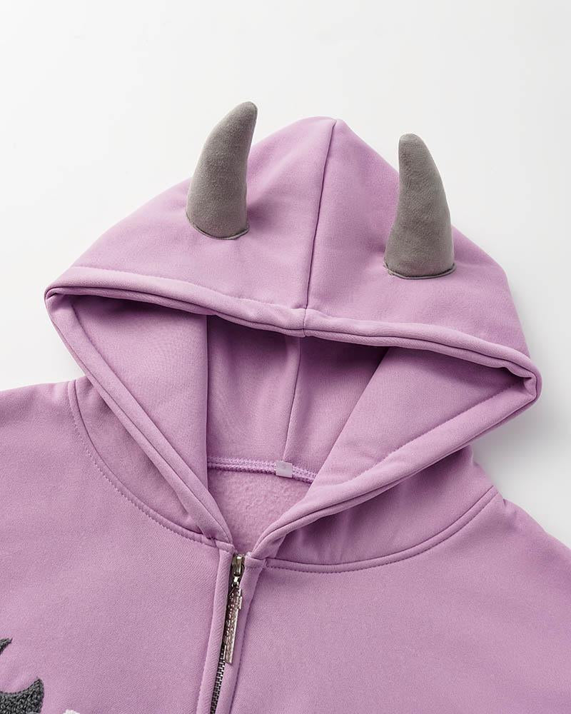 Devil Batwings Embroidered Hoodie