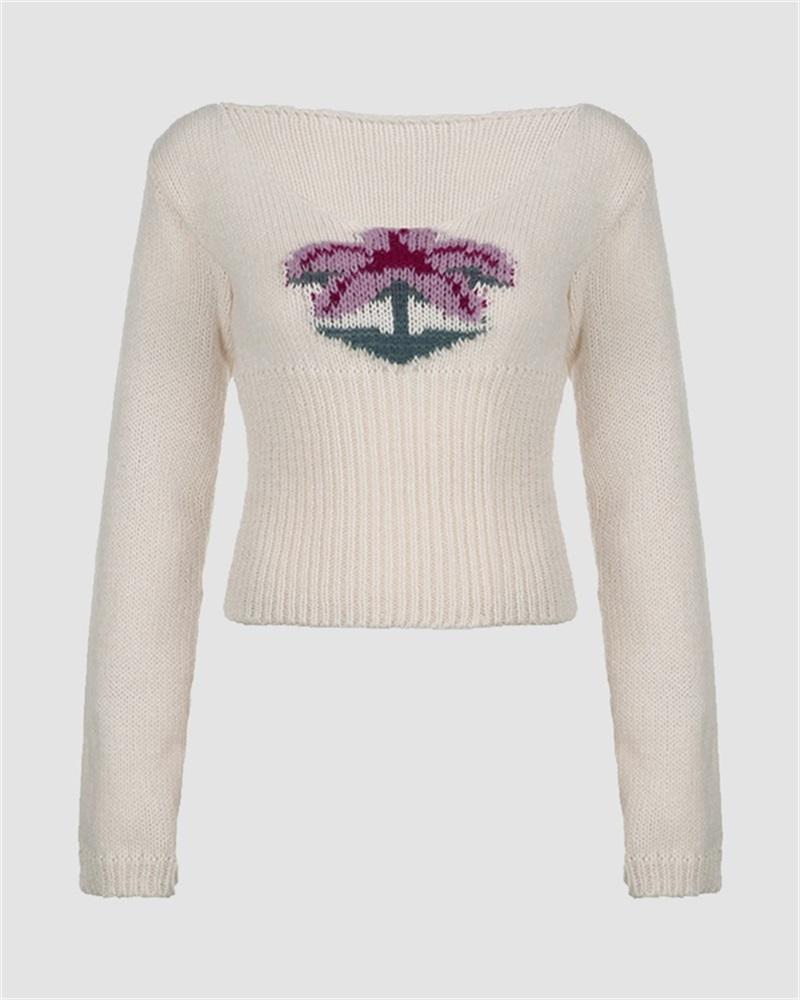 Coconut Jacquard Pullover Sweater