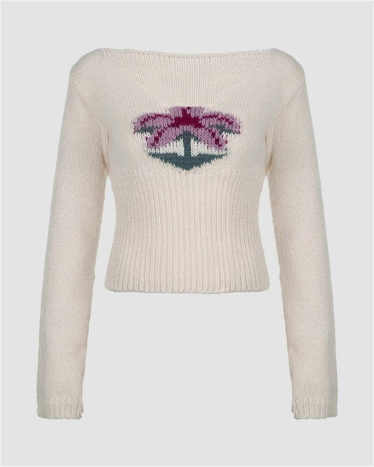 Coconut Jacquard Pullover Sweater