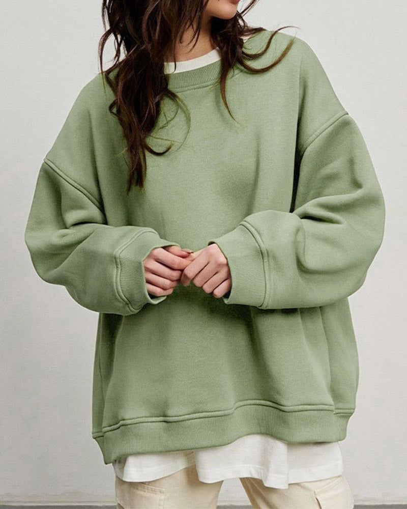 Soild Color Crew Sweatshirt