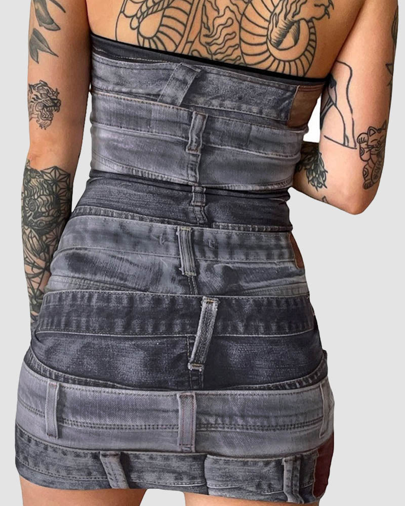 Syrinx Denim Jeans Button Dress