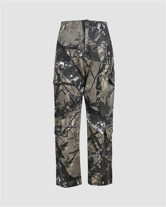 Camouflage High Waist Cargo Pants