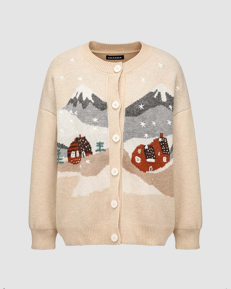 Snow Capped Graphic Cardigan