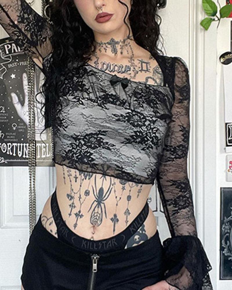 Halloween Gothic Rose Lace Top