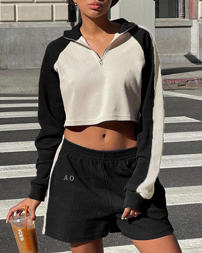 Sporty Long-Sleeve Zip T-Shirt