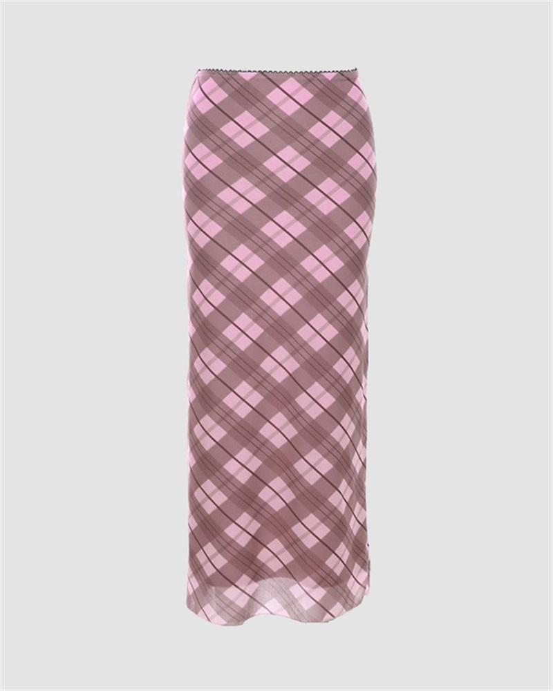 Bascord Maxi Plaid Skirt