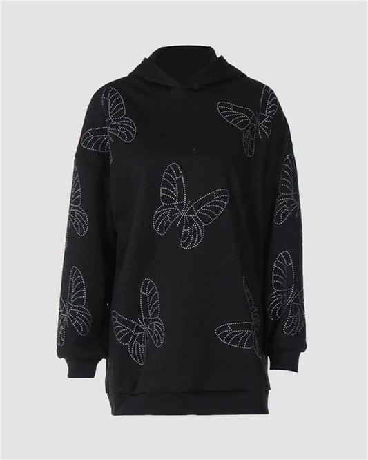 Butterfly Diamond Full Print Sweatshirt