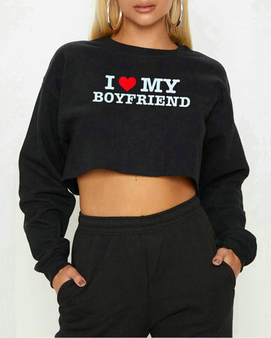 I Heart My Boyfriend Cropped Jumper