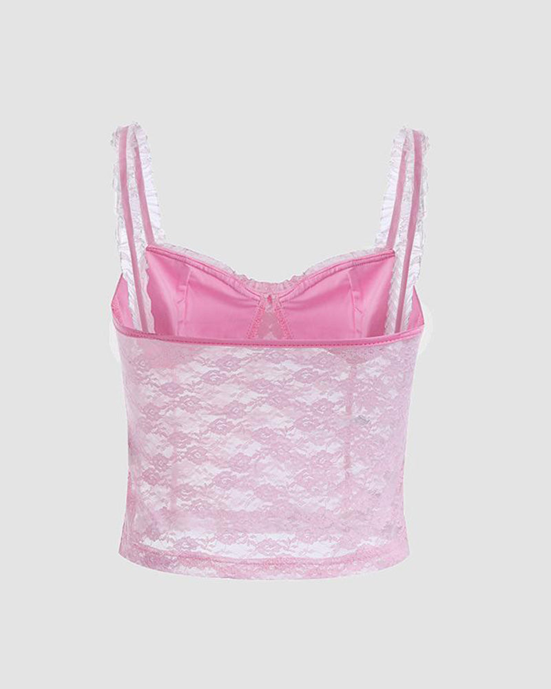 Pink Rose Lace Camisole