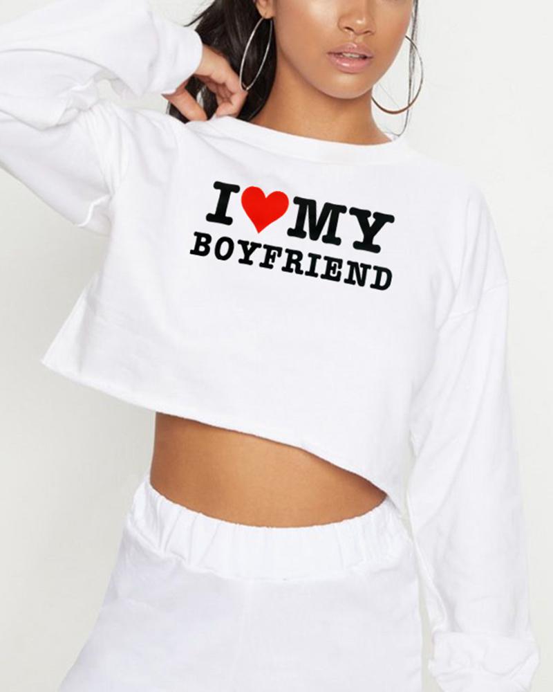 I Heart My Boyfriend Cropped Jumper