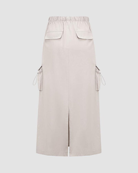 Willefull Parachute Drawstring Midi Skirt