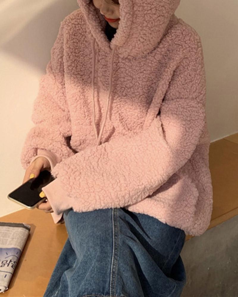 Bear Ear Fuzzy Pullover Hoodies