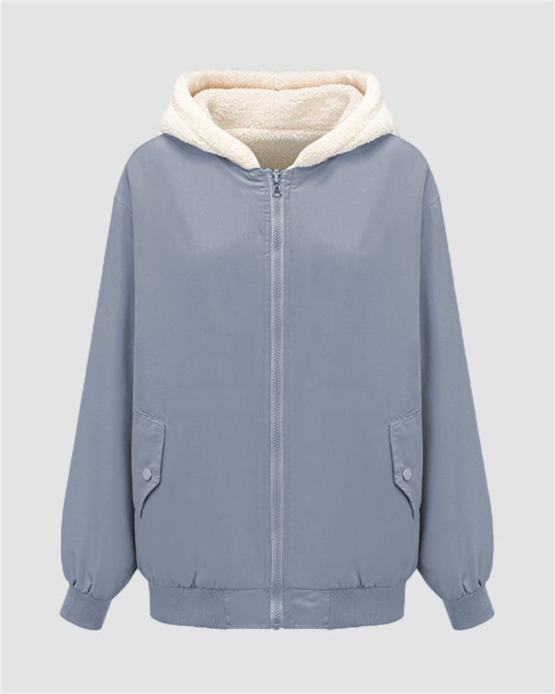 Reversible Oversize Fleece Zip Up Jacket