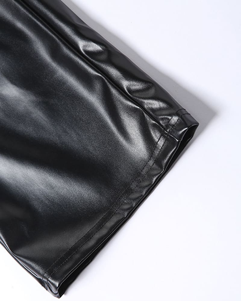 Lace Up Peekaboo PU Pants