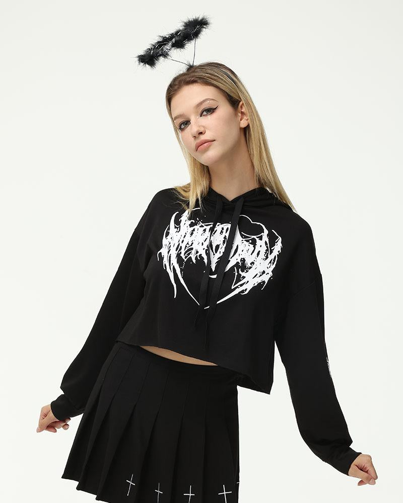 Gothica Wings Cropped Hoodie