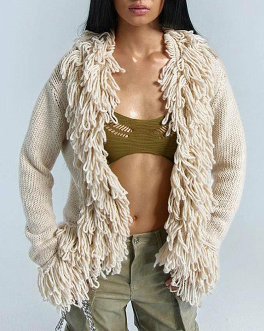 Fluffy Crochet Cardigan with Hood