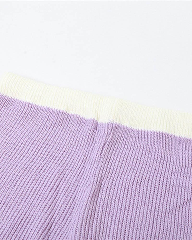 Candy Color Cut Out Knitted Pants