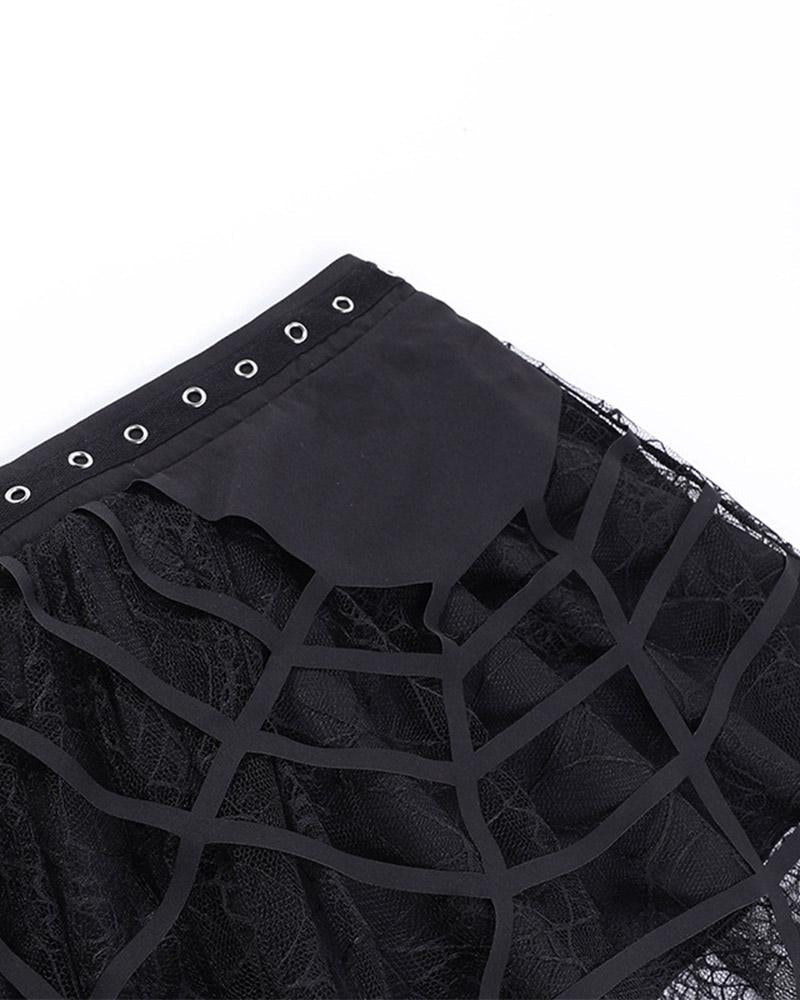 Grunge Cobwebs Mesh Skirt