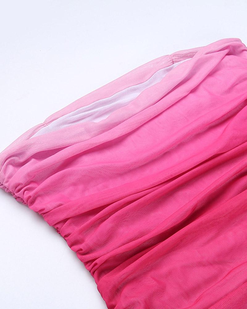 Spring Gradient Bandeau Dress