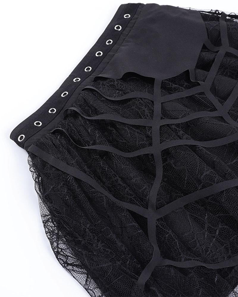 Grunge Cobwebs Mesh Skirt