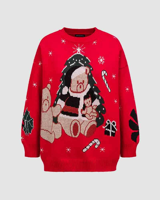 Father Teddymas Graphic Sweater