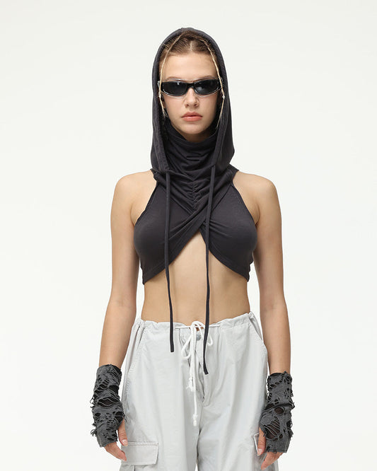 Desert Mask Raider Wrap Top with Hood