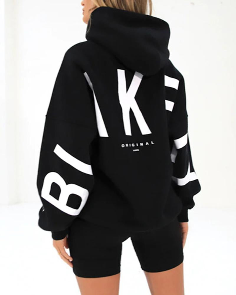 Letter Graffiti On Sleeves Back Hoodie