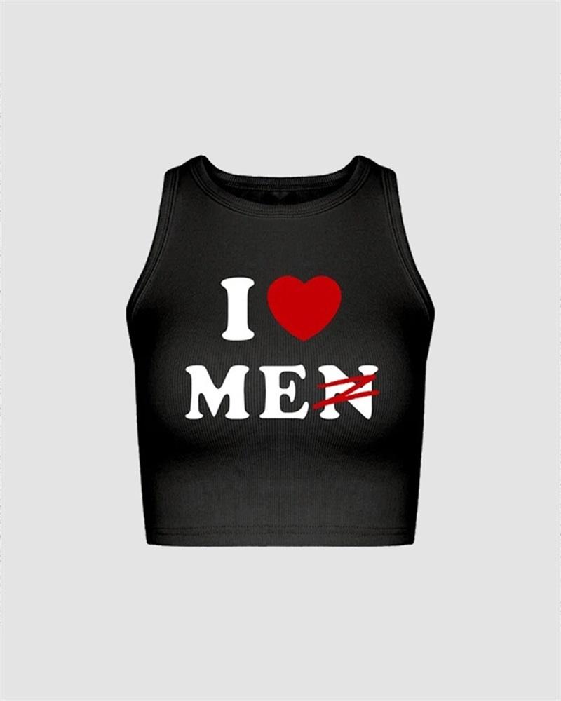 I Heart MEN Meme Print Tank Top