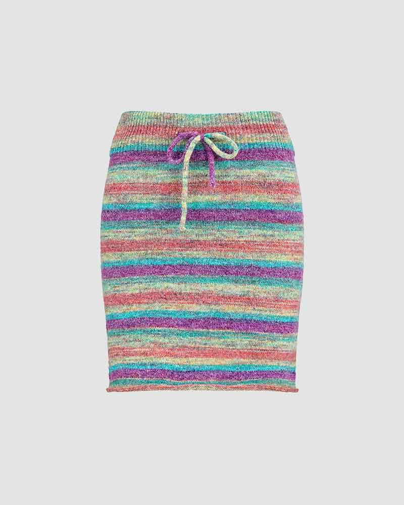 Rainbowscope Knit Drawstring Skirt