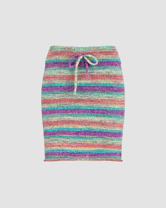 Rainbowscope Knit Drawstring Skirt