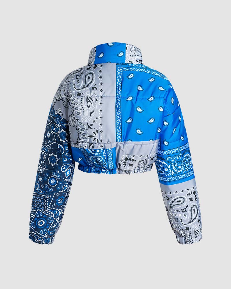 Patchwork Paisley Puffer Jacket