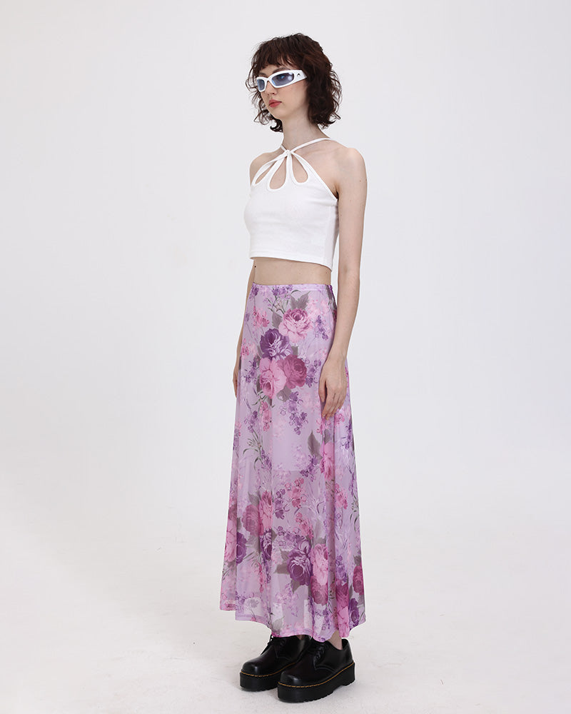 Midi Infatuation Floral Mesh Skirt