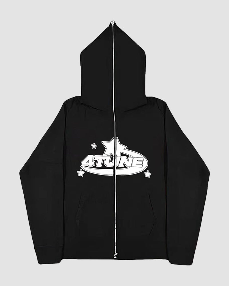 ATUNE Print Zip Up Hoodie